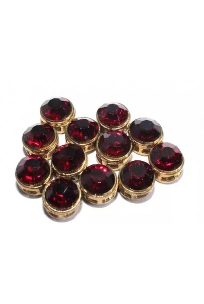 "Radiant Red" 40 Pieces of 8mm Kundan Stones Beads for Jewelry Making and Embroidery
